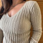 Blusa Feminina Tricô Trancinha Gola V - Areia