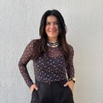 Blusa Feminina Tule Manga Longa - Flor