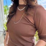 Blusa Feminina Manga Longa em Tule - Marrom