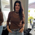Blusa Feminina Manga Longa em Tule - Marrom