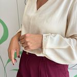 Blusa Feminina Pregas Viscolinho - Creme