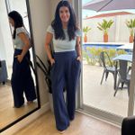 Calça Feminina Alfaiataria Cós de Pregas - Marinho