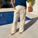 Calça Feminina Alfaiataria Cós de Pregas - Nude
