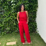 Calça Feminina Alfaiataria Cós de Pregas - Vermelho