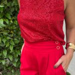 Calça Feminina Alfaiataria Cós de Pregas - Vermelho
