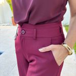 Calça Feminina Alfaiataria Detalhe Cós - Vinho