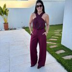 Calça Feminina Alfaiataria Detalhe Cós - Vinho