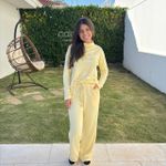 Calça Feminina Pantalona Tricô - Amarelo