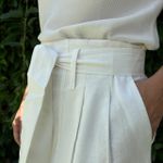 Calça Feminina Prega Linho - Off White