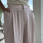 Calça Feminina Pregas Listras - Marrom