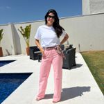 Calça Feminina Reta Sarja - Rosa