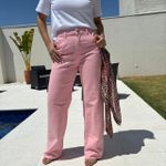 Calça Feminina Reta Sarja - Rosa