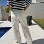 Calça Feminina Wide Leg - Off White