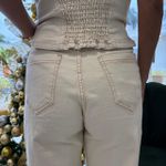 Calça Feminina Wide Leg Sarja Recortes - Natural