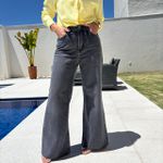 Calça Jeans Feminina Wide Leg - Preto