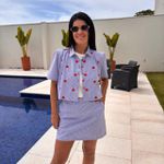 Camisa Feminina Manga Curta Listrada - Azul