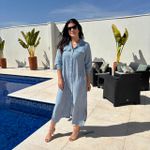 Chemise Feminina Listrada - Azul