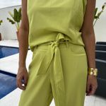 Conjunto Feminino Alfaiataria Blusa Viés - Abacate