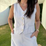Conjunto Feminino Saia e Colete - Cinza Gelo