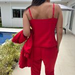 Conjunto Feminino Colete e Calça Flare - Vermelho