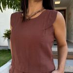 Conjunto Feminino Shorts Pesponto - Marrom Escuro
