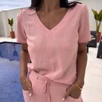 Conjunto Feminino Shorts Saia Linho - Rosa