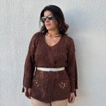 Conjunto Feminino Kimono e Cropped - Marrom