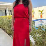 Conjunto Feminino Viscolinho Botão Dourado - Vermelho