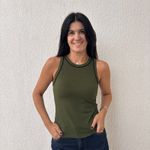 Regata Feminina Canelada com Vivo - Verde Militar