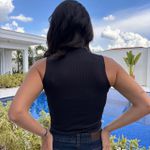 Regata Feminina Poliamida Canelada Gola Alta - Preto