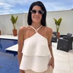 Regata Feminina Viscolinho com Aviamento e Alça - Off White