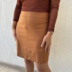 Saia Feminina Curta Linho - Caramelo