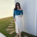 Saia Feminina Midi Linho - Cru