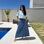 Saia Jeans Feminina Longa - Escura