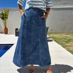 Saia Jeans Feminina Longa - Escura