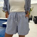 Shorts Feminino Listrado - Azul