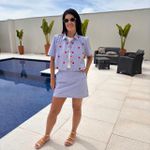 Shorts Saia Feminino Listrado - Azul