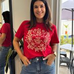 T-Shirt Feminina Estampada Algodão - Vermelha