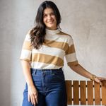 T-Shirt Feminina Listras - Bege