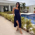 Vestido Feminino Fenda Frontal - Marinho