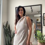 Vestido Feminino Linho Listras - Bege