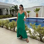 Vestido Feminino Longo Barra Assimétrica - Verde