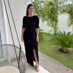 Vestido Feminino Longo Canelado - Preto
