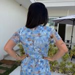 Vestido Feminino Manga Curta Floral - Azul