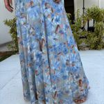 Vestido Feminino Manga Curta Floral - Azul