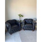 Poltrona Chesterfield Conde 1,00 mtr Courino premium Preto Yasbelly Decor 