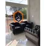 Poltrona Chesterfield Conde 1,00 mtr Courino premium Preto Yasbelly Decor 