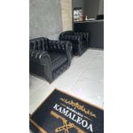 Poltrona Chesterfield Conde 1,00 mtr Courino premium Preto Yasbelly Decor 