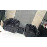 Poltrona Chesterfield Conde 1,00 mtr Courino premium Preto Yasbelly Decor 