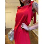 Vestido Alfaiataria Laço Alça Vermelho 